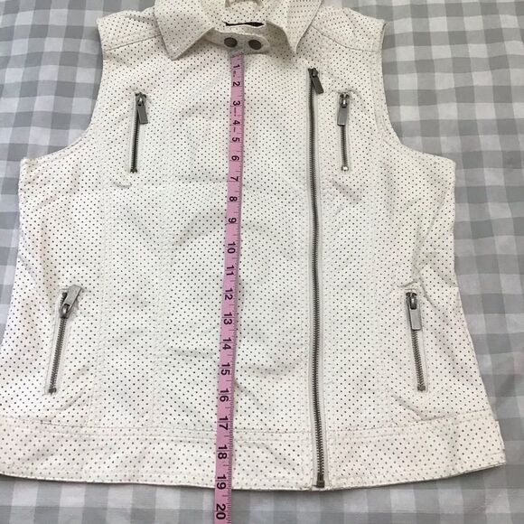 Buffalo sleeveless biker white jacket motorcycle style ecru off white vest mediu - Picture 5 of 12